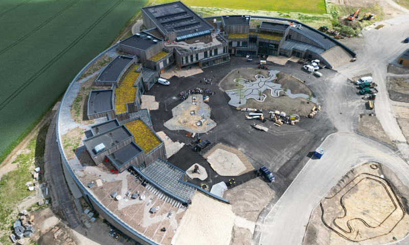 Her ses den nye skole i Sundby tæt ved Nykøbing Falster. Foto: Guldborgsund Kommune